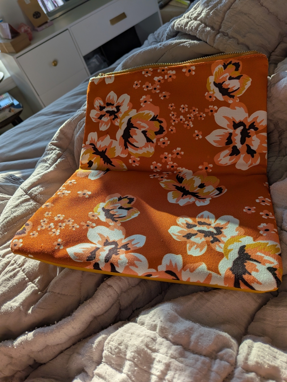Floral Zip Pouch - Orange Bloom